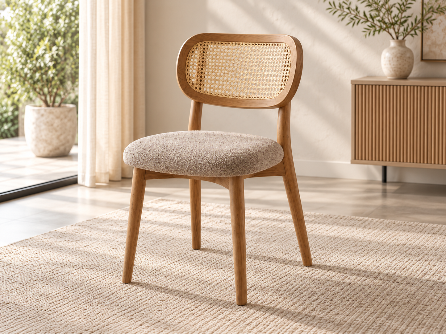PRE-ORDER Aterni Round Dining Table & 4 Ferran Chairs