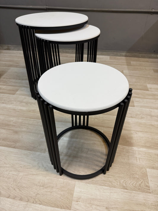 3 piece Black & White Nest Table Set