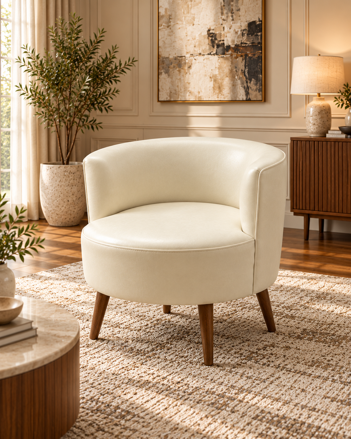 Sydney Sofa Set – 2 Seater & 2 Armchairs | Cream Leather Look