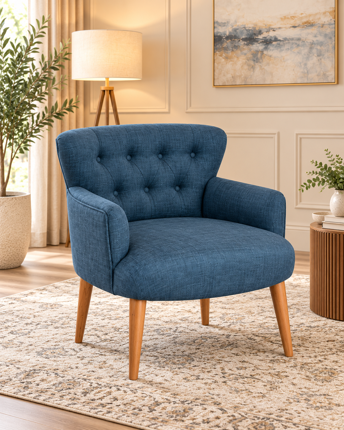 Roma Sofa Set – 2 Seater & 2 Armchairs | Cream & Blue