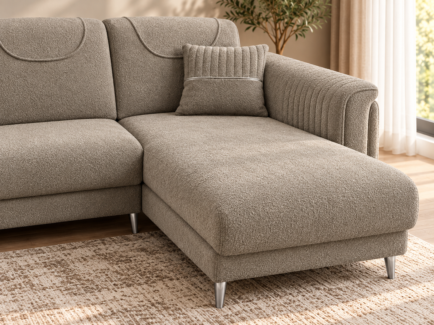 Dinamic Modern L-Shaped Corner Sofa with Chaise – Grey