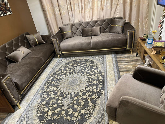 Bolivia Brown Velvet - Sofa Set
