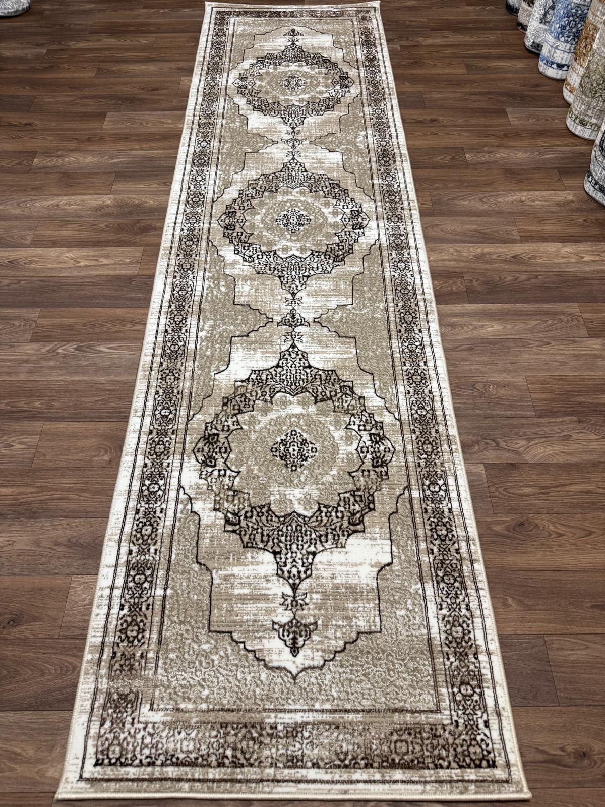 Distressed Vintage Pattern Area Rug – Traditional Carpet with Jute Backing | Soft Polyester Living Room Rug & Hallway Runner