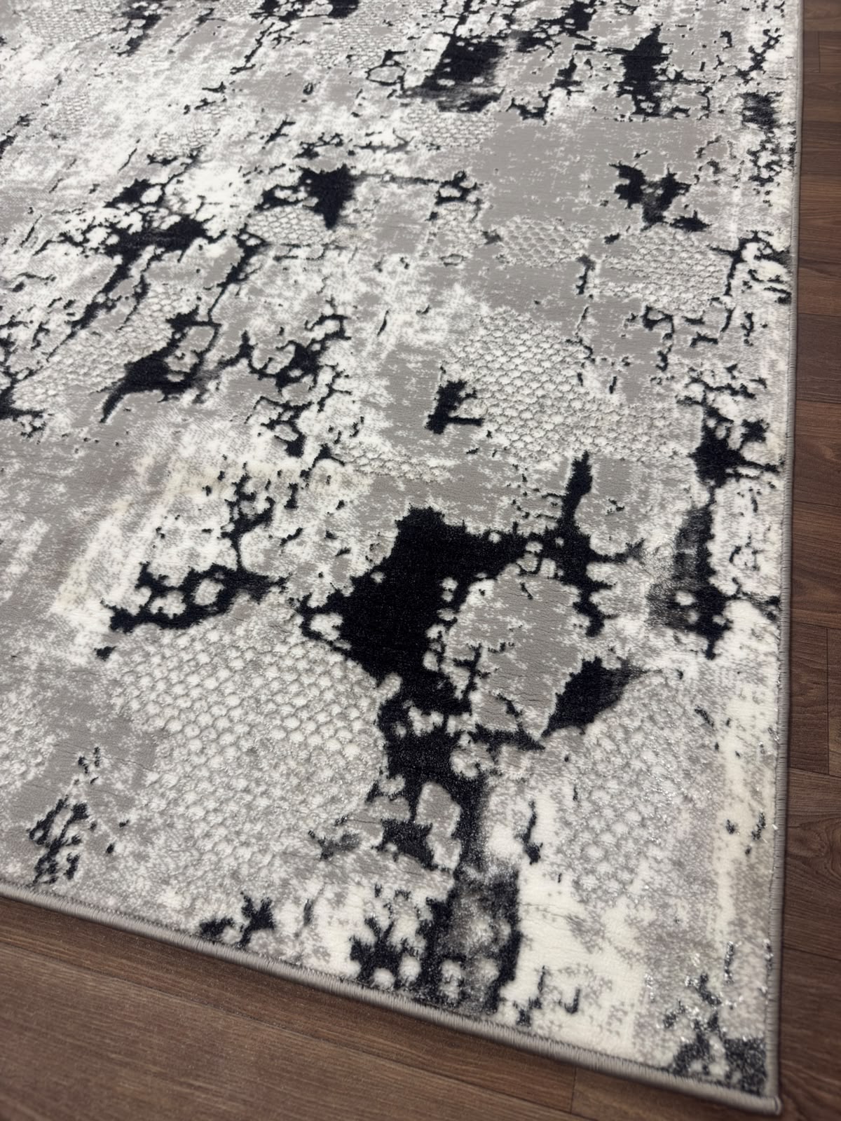 Modern Abstract Distressed Area Rug – Marble Effect Rug with Jute Backing | Soft Polyester Living Room, Bedroom & Hallway Rug