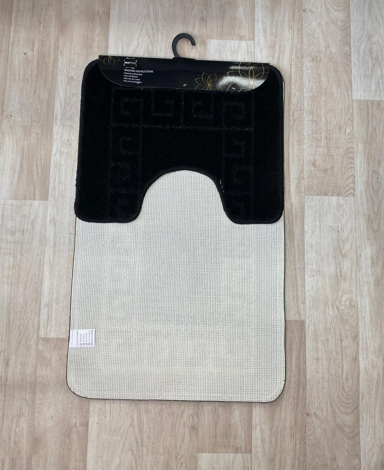 Black Bathroom Mats - Greek Key Bathmat & Pedestal 2pc Set