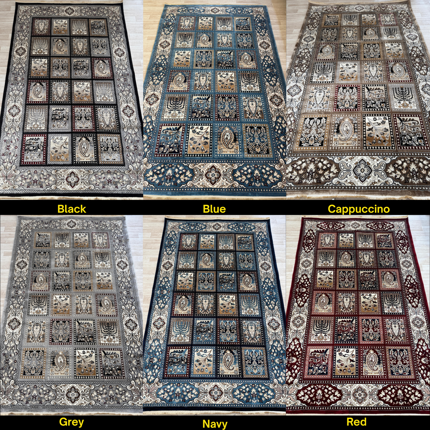Mistral Modern Collection - Box Design Living Room Rugs | Soft Polyester with Cotton Backing