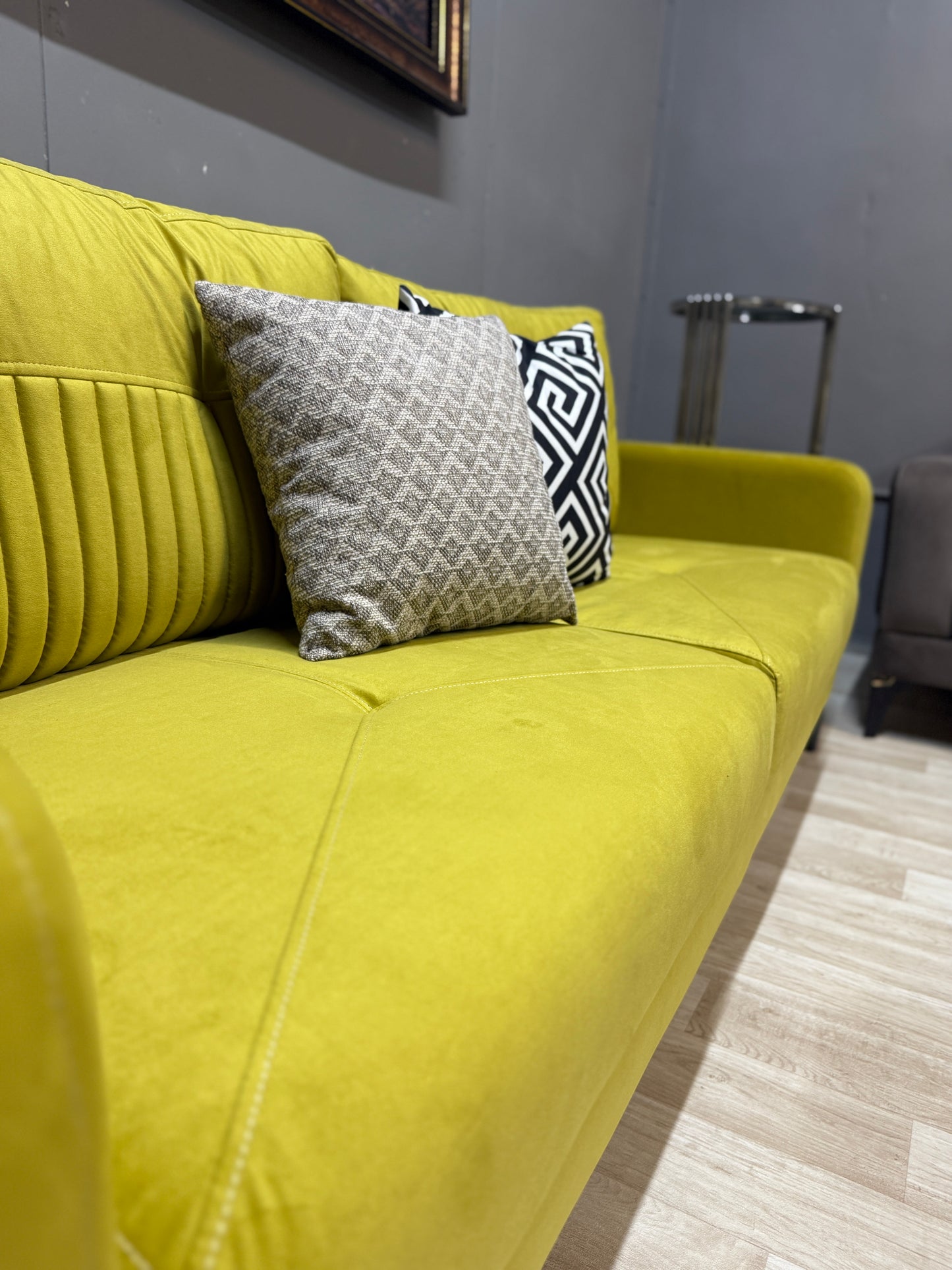 Stylish Angel Mustard & Dark Beige Sofa Set - 3 Seater + 2 Seater for £1200 | Free UK Delivery