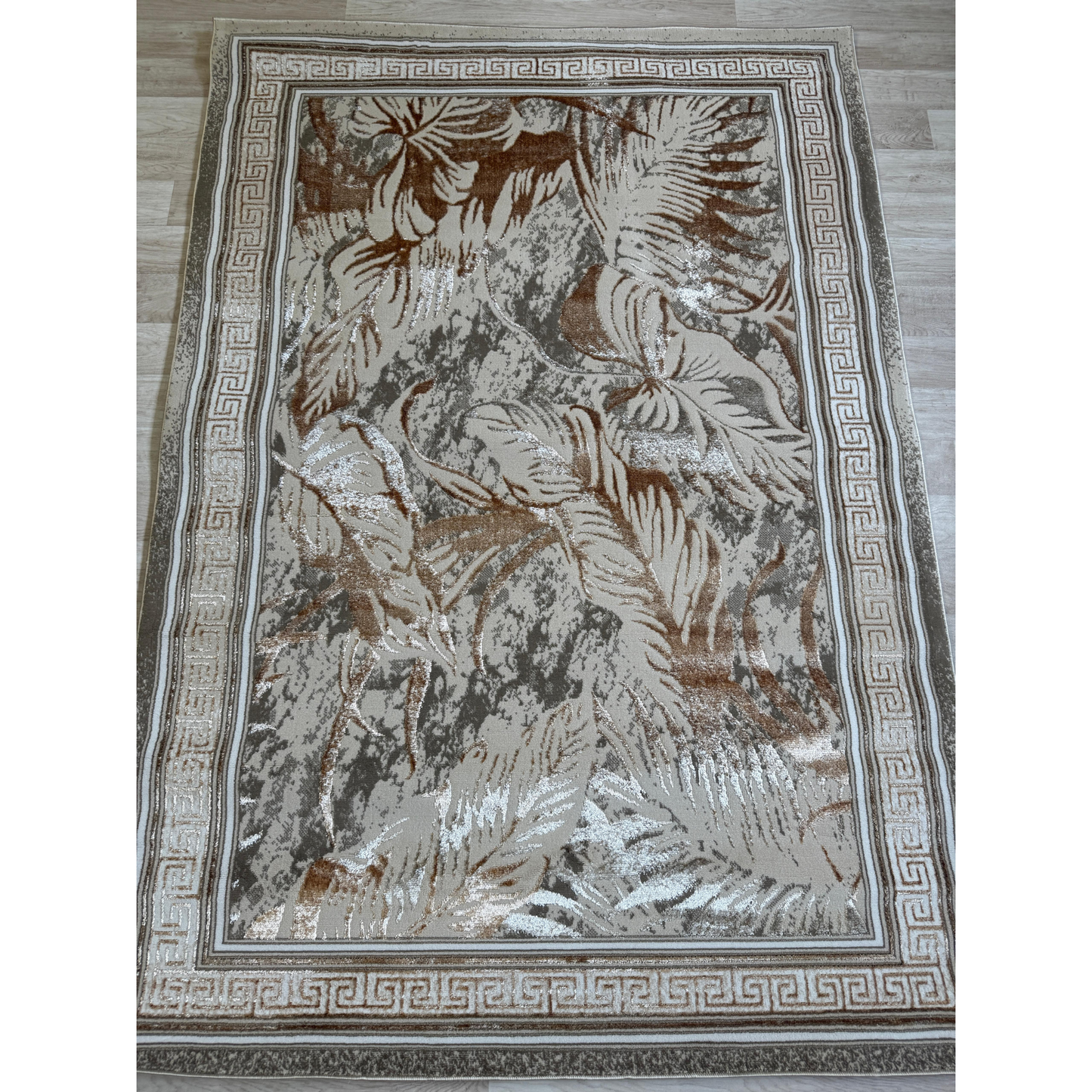 Emoji Modern Style Leaf Shimmer Rug - Living Room Area Rug | 4 Colours & 3 Sizes