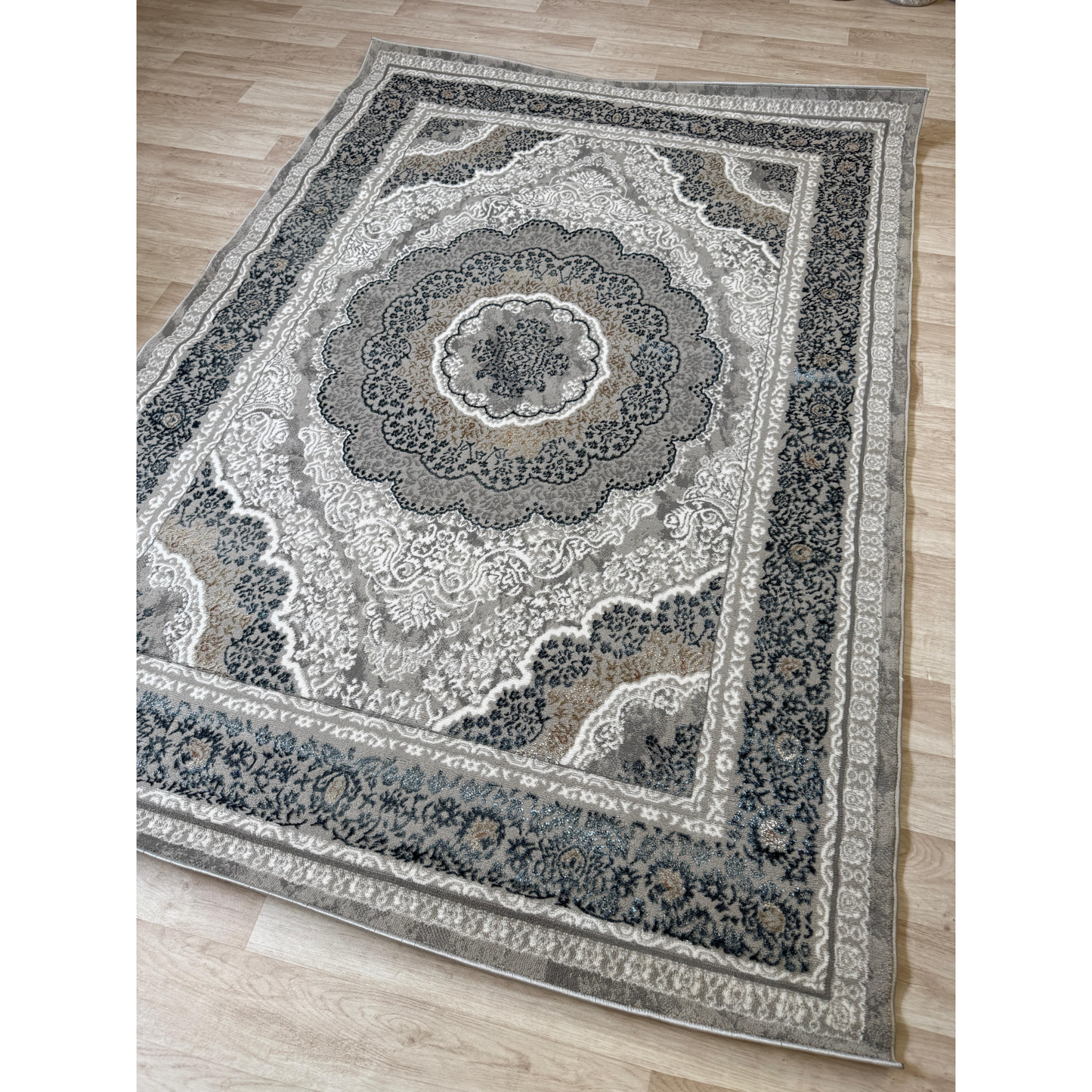 Emoji Shimmer Rug - Elegant Oriental Style Living Room Area Rug | 4 Colors & 3 Sizes
