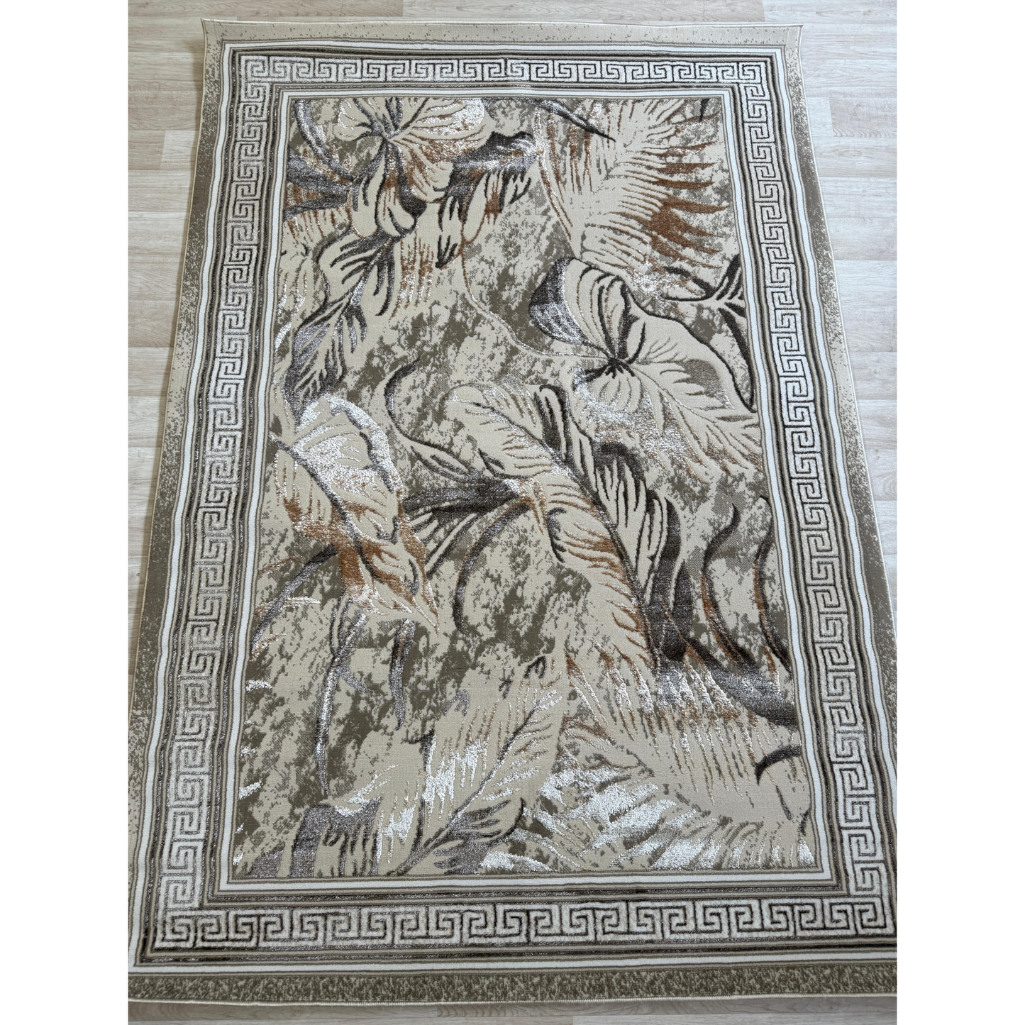 Emoji Modern Style Leaf Shimmer Rug - Living Room Area Rug | 4 Colours & 3 Sizes