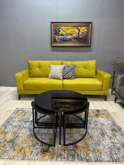 Stylish Angel Mustard & Dark Beige Sofa Set - 3 Seater + 2 Seater for £1200 | Free UK Delivery