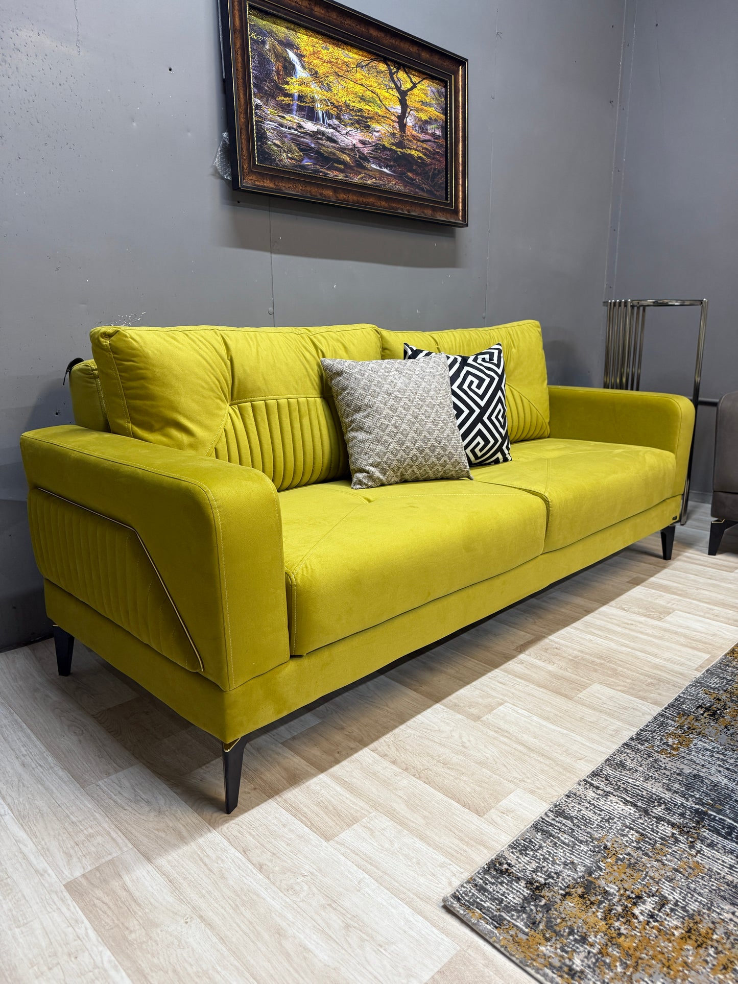 Stylish Angel Mustard & Dark Beige Sofa Set - 3 Seater + 2 Seater for £1200 | Free UK Delivery