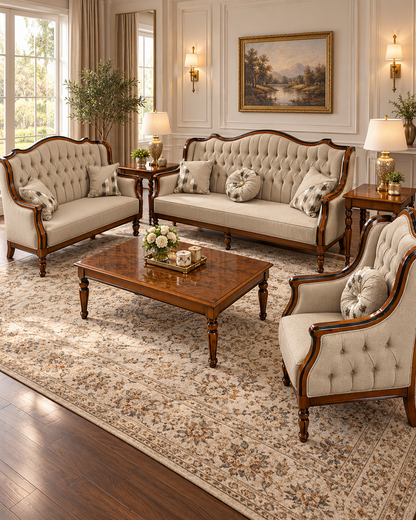 Asil Luxury 6 Piece Sofa & Table Set – Arabic Style Seating with 3 Tables