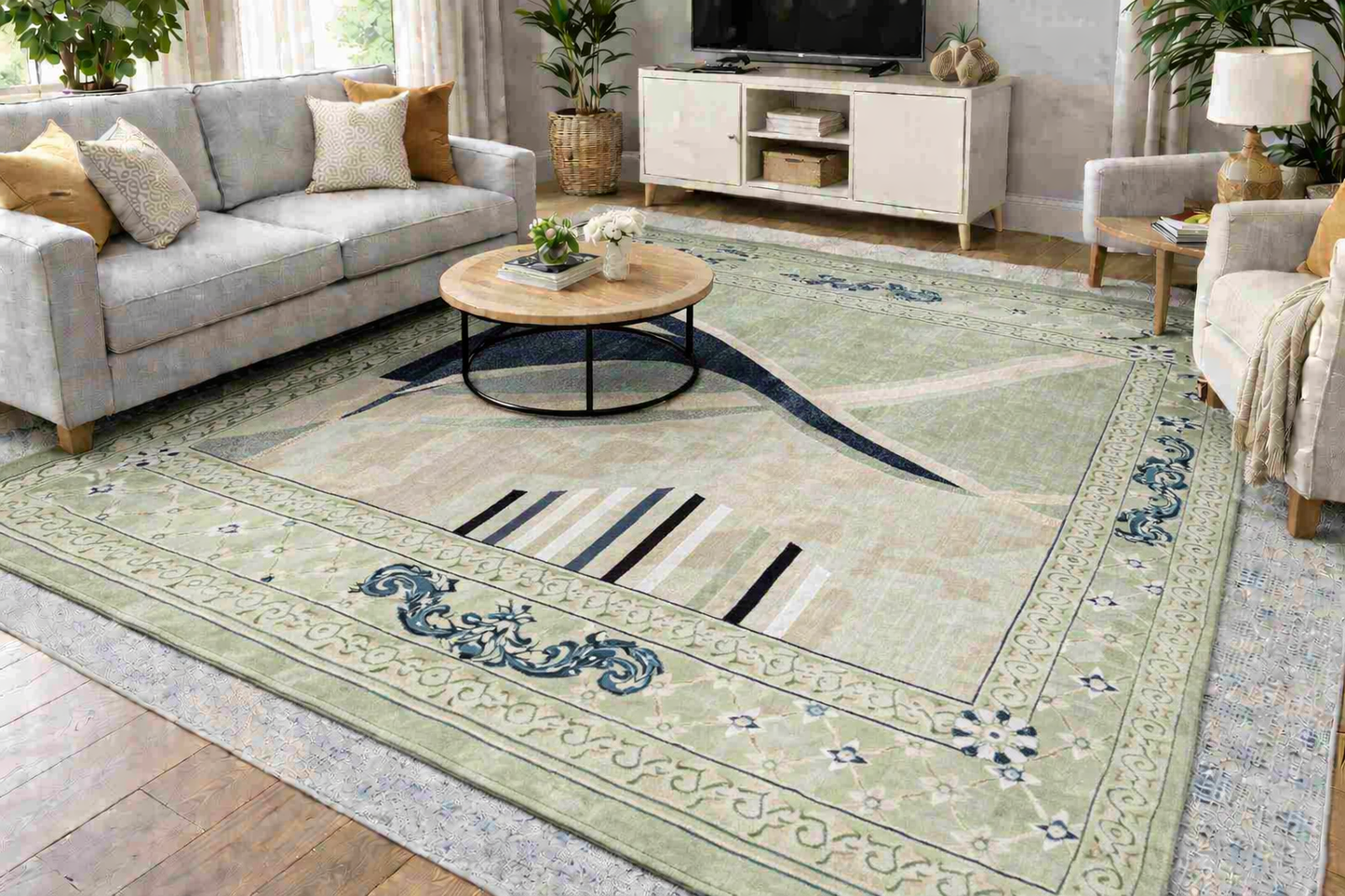 Modern Abstract High Pile Area Rug 11–12mm | Soft Living Room & Bedroom Rug with Jute Backing – Bullring Rugs Ltd