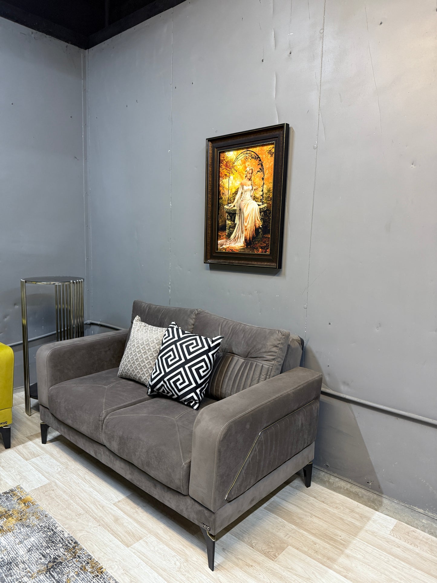 Stylish Angel Mustard & Dark Beige Sofa Set - 3 Seater + 2 Seater for £1200 | Free UK Delivery