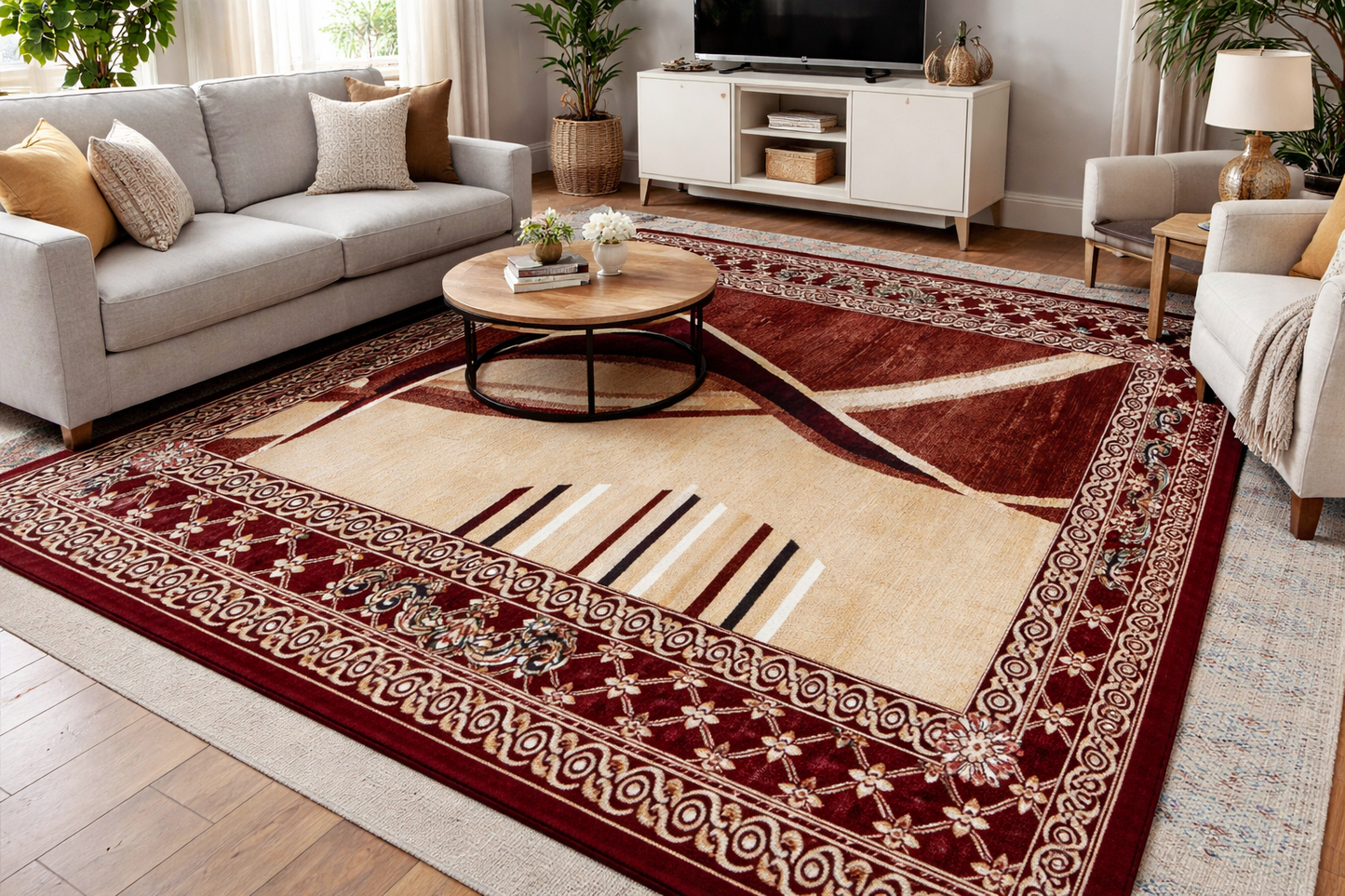 Modern Abstract High Pile Area Rug 11–12mm | Soft Living Room & Bedroom Rug with Jute Backing – Bullring Rugs Ltd