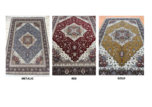 Classic 1200 Reeds Machine-Made Area Rug | Free Delivery & Available in Red, Metallic Blue, and Mustard