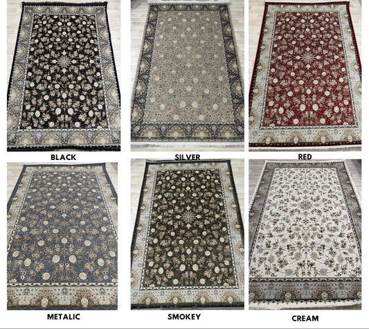 Floral Design 1200 Reeds Machine-Made Rug | Elegant Patterns in 6 Colours