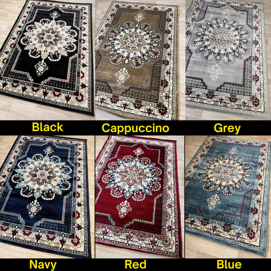 Dima Medallion Rug - Stylish Area Rug with Polyester & Jute Backing | 6 Colors & 3 Sizes