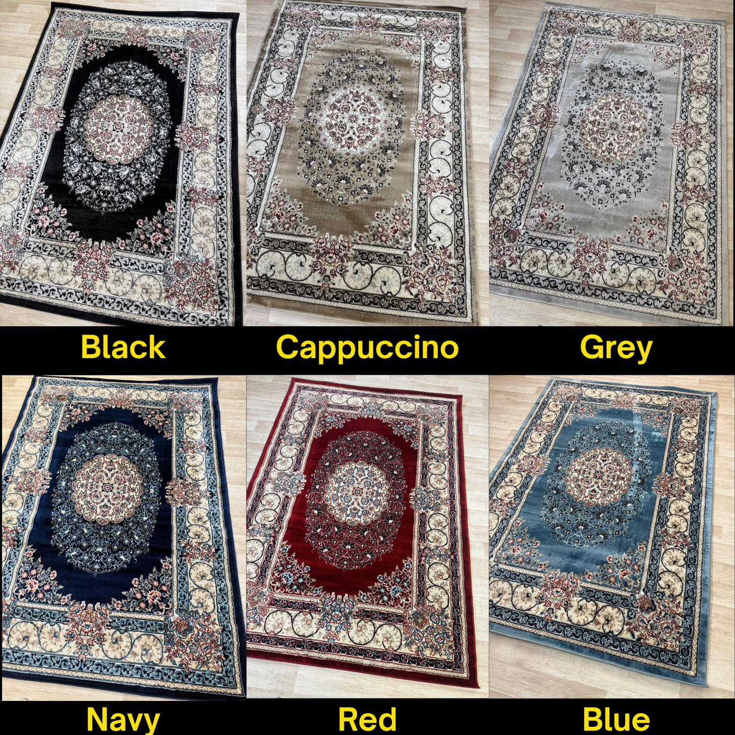 Dima Vintage Design Rug - Stylish Area Rug with Polyester & Jute Backing | 6 Colours & 3 Sizes