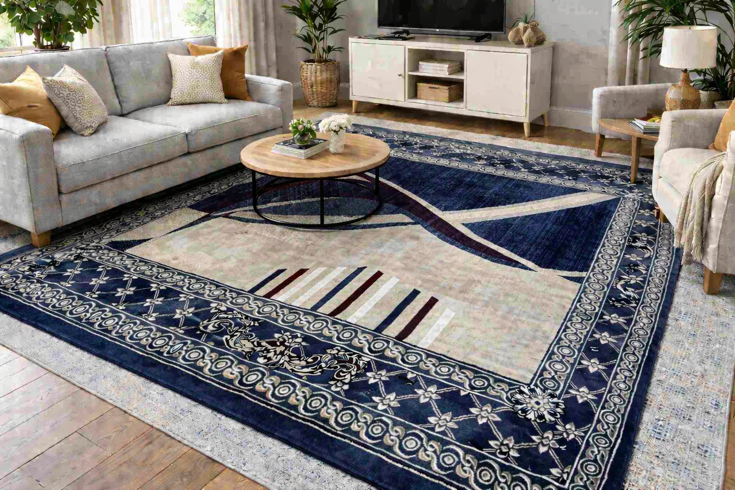 Modern Abstract High Pile Area Rug 11–12mm | Soft Living Room & Bedroom Rug with Jute Backing – Bullring Rugs Ltd