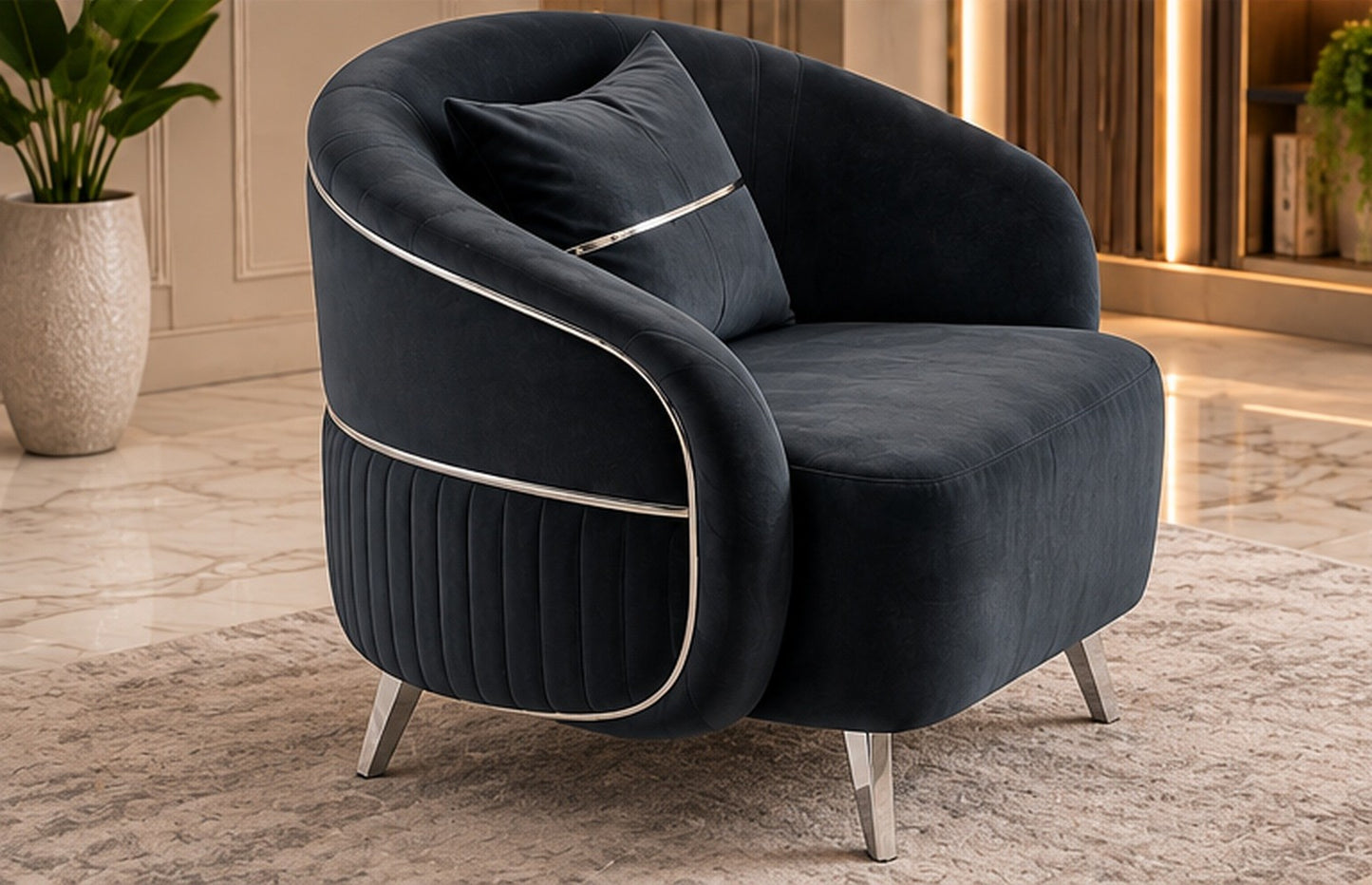 Fashion Luxury Velvet Sofa Set | Cream & Charcoal Grey