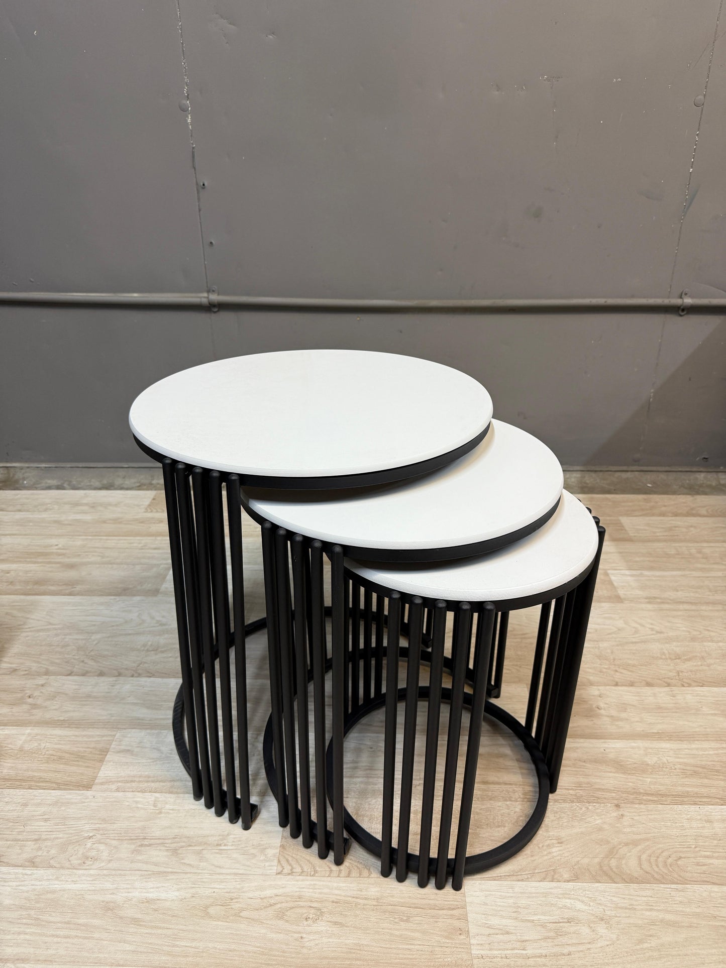 3 piece Black & White Nest Table Set