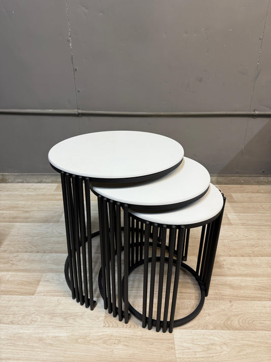3 piece Black & White Nest Table Set