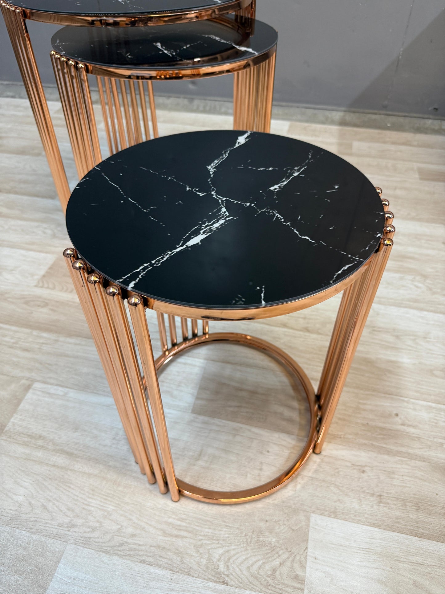 3 piece Gold & Black Nest Table Set