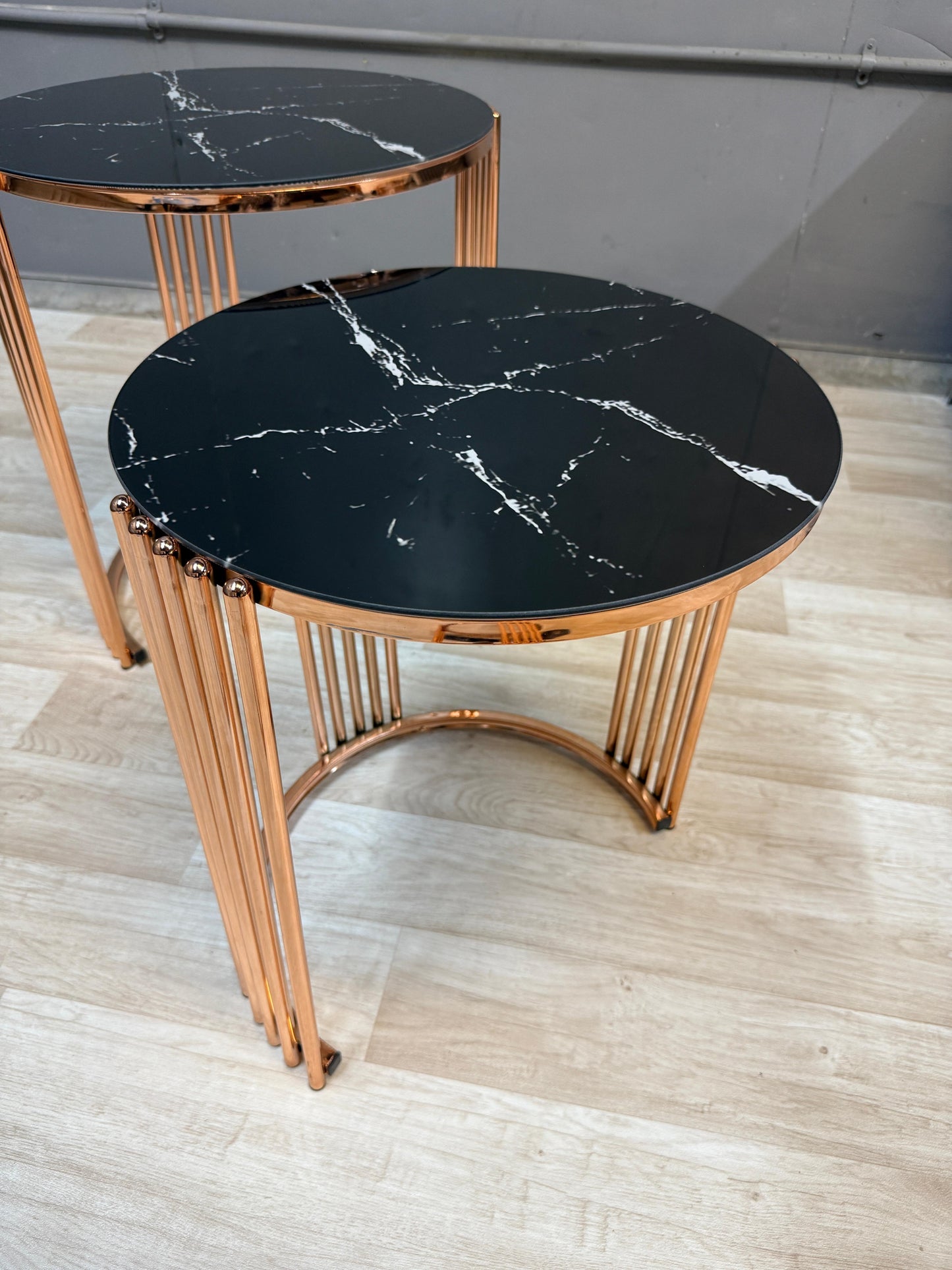 3 piece Gold & Black Nest Table Set