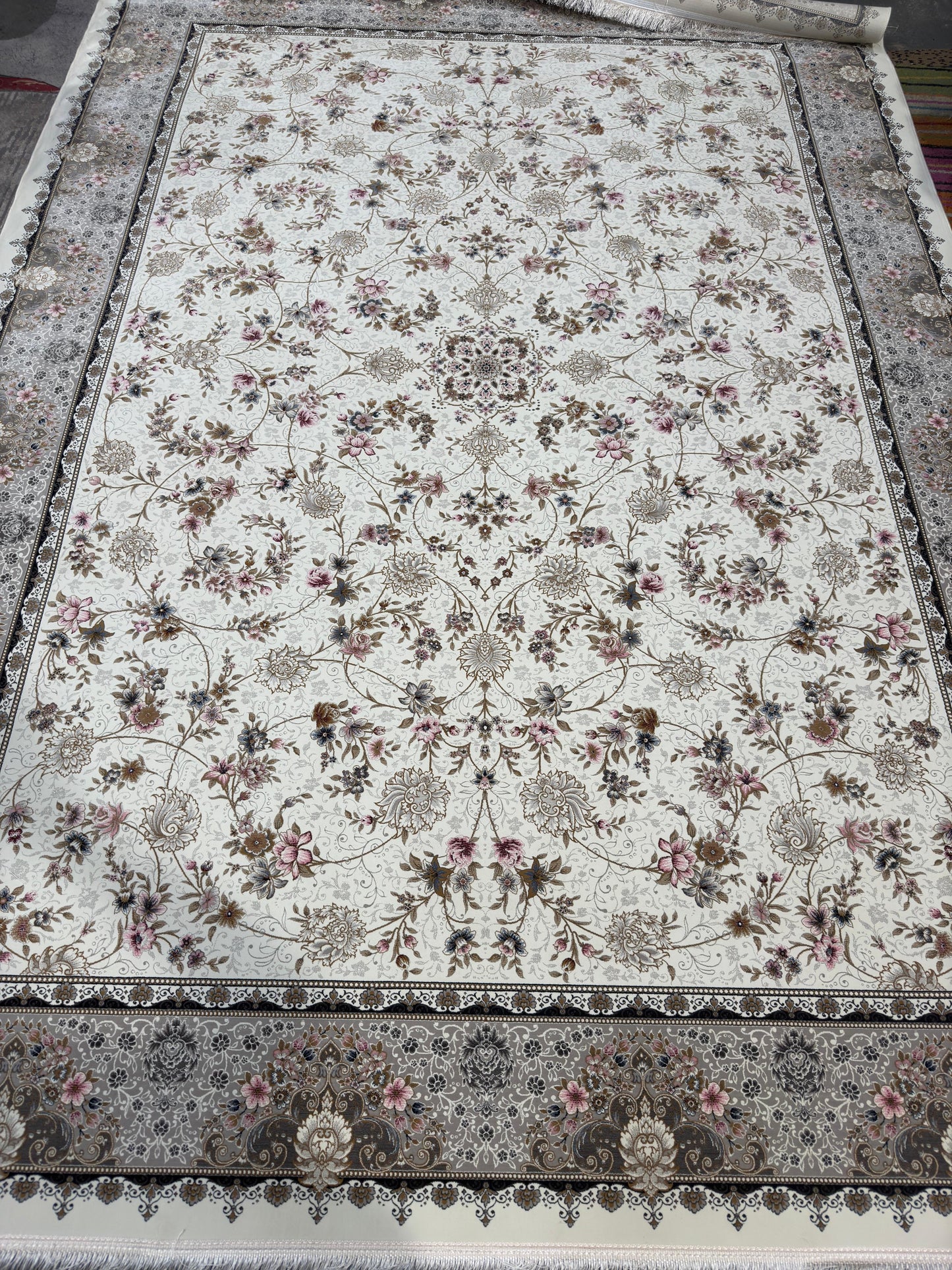 Floral Design 1200 Reeds Machine-Made Rug | Elegant Patterns in 6 Colours