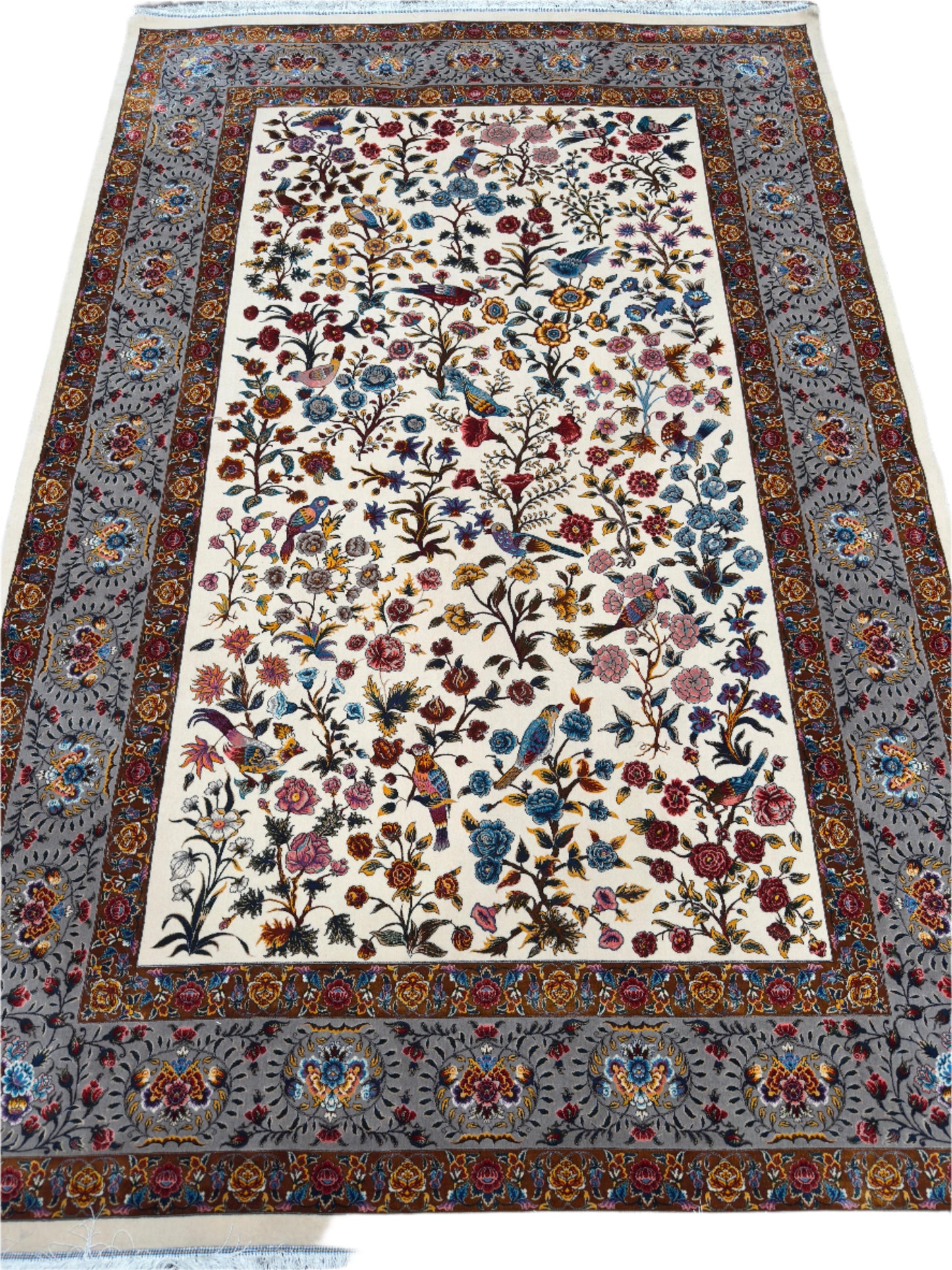 The Birds - Pure Wool & Silk Persian Rug