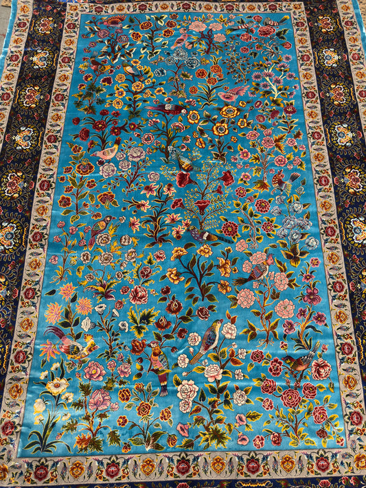 The Birds - Pure Silk Persian Rug