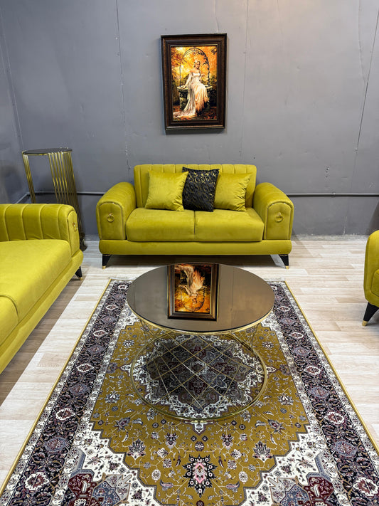 Vibrant Toledo Yellow Sofa Set - 3 Seater + 2 Seater with Storage for £1200 | Free UK Delivery