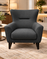 Luxury Charcoal Grey Fabric Armchair – Modern High Back Accent Chair