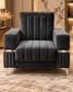 Luxury Velvet Storage Armchair – Modern Accent Chair with Chrome Trim
