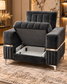 Luxury Velvet Storage Armchair – Modern Accent Chair with Chrome Trim
