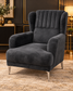 Luxury Charcoal Velvet Wingback Armchair – Modern Accent Chair with Silver Legs