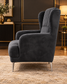 Luxury Charcoal Velvet Wingback Armchair – Modern Accent Chair with Silver Legs