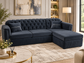Aura Luxury Velvet Corner Sofa Bed – 300 × 160cm | Navy