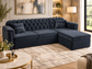 Aura Luxury Velvet Corner Sofa Bed – 300 × 160cm | Navy