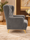 Luxury Grey Velvet Diamond-Tufted Wingback Armchair