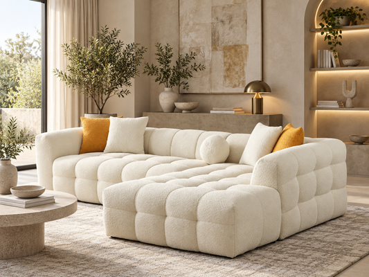 Teddy Luxury Bouclé Corner Sofa – Cream