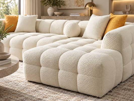 Teddy Luxury Bouclé Corner Sofa – Cream