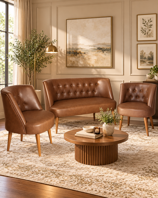 Standart Sofa Set – 2 Seater & 2 Armchairs | Brown & Caramel Brown