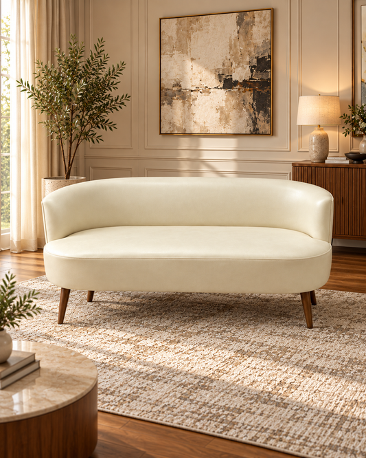 Sydney Sofa Set – 2 Seater & 2 Armchairs | Cream Leather Look