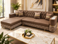Grande Luxury L-Shaped Corner Sofa Bed with Storage – Brown & Gold
