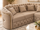 Harem Luxury L-Shaped Corner Sofa – Beige & Gold