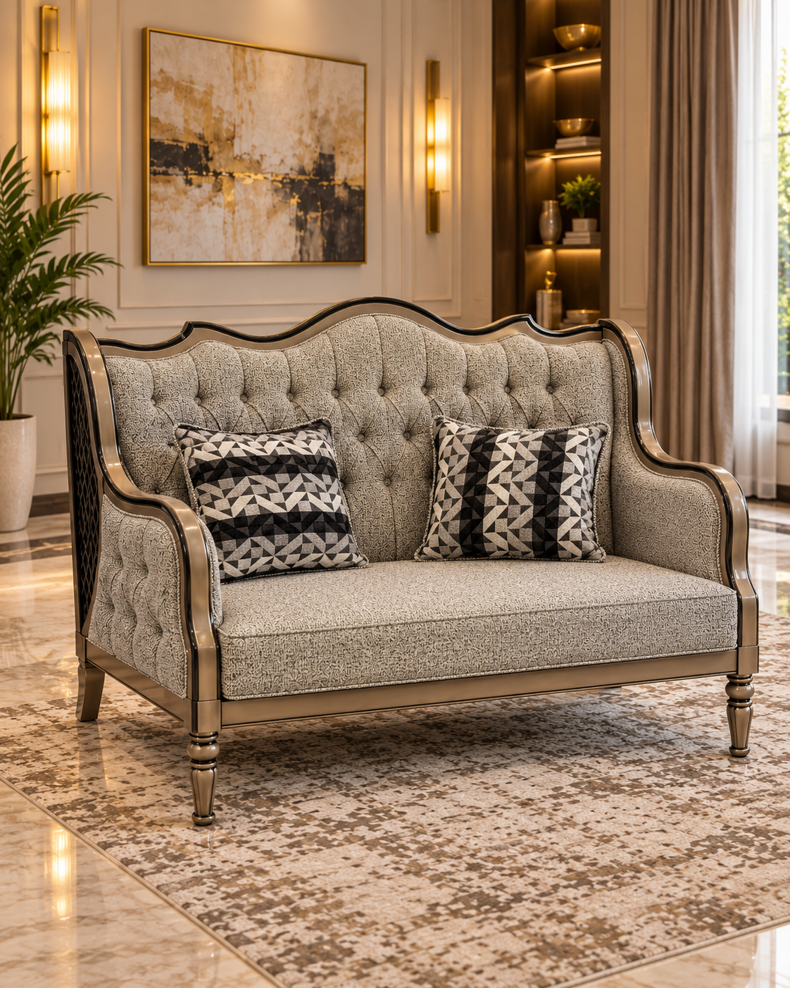 Deniz Luxury 6 Piece Sofa & Table Set – Arabic Style Seating with 3 Tables