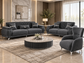 Resital Luxury Plush Velvet 3+2+1 Sofa Set | Dark Grey, Light Grey & Beige